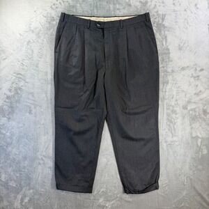 JB Britches Winston Pleated Dress Pants Men's Size 40R Black Worsted Wool Formal